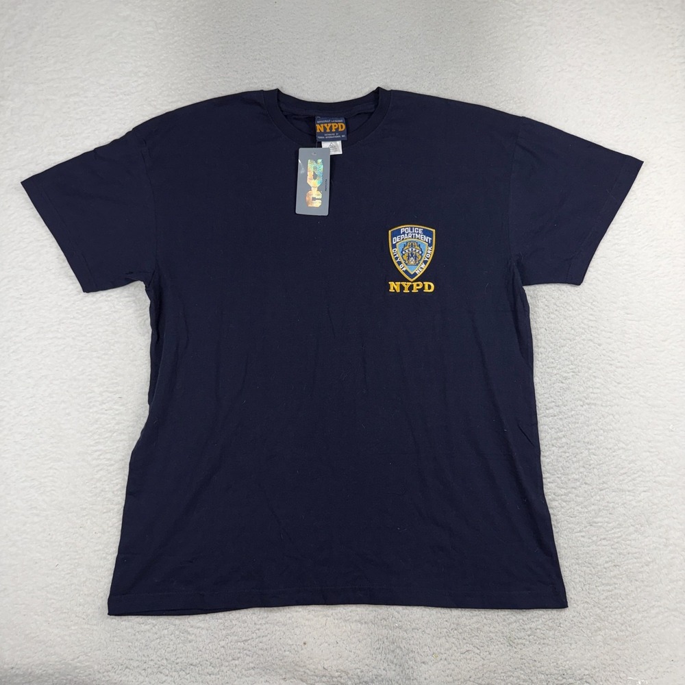 NYPD Officially Licensed Navy Blue Embroidered Shield T-Shirt Mens 2XL NWT
